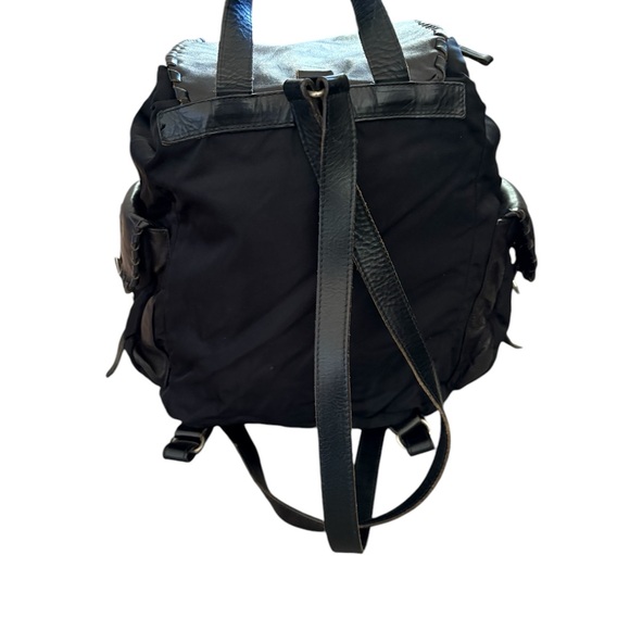 Prada Made in Italy Nylon Whipstitch Leather Trim Backpack Black - Picture 6 of 16